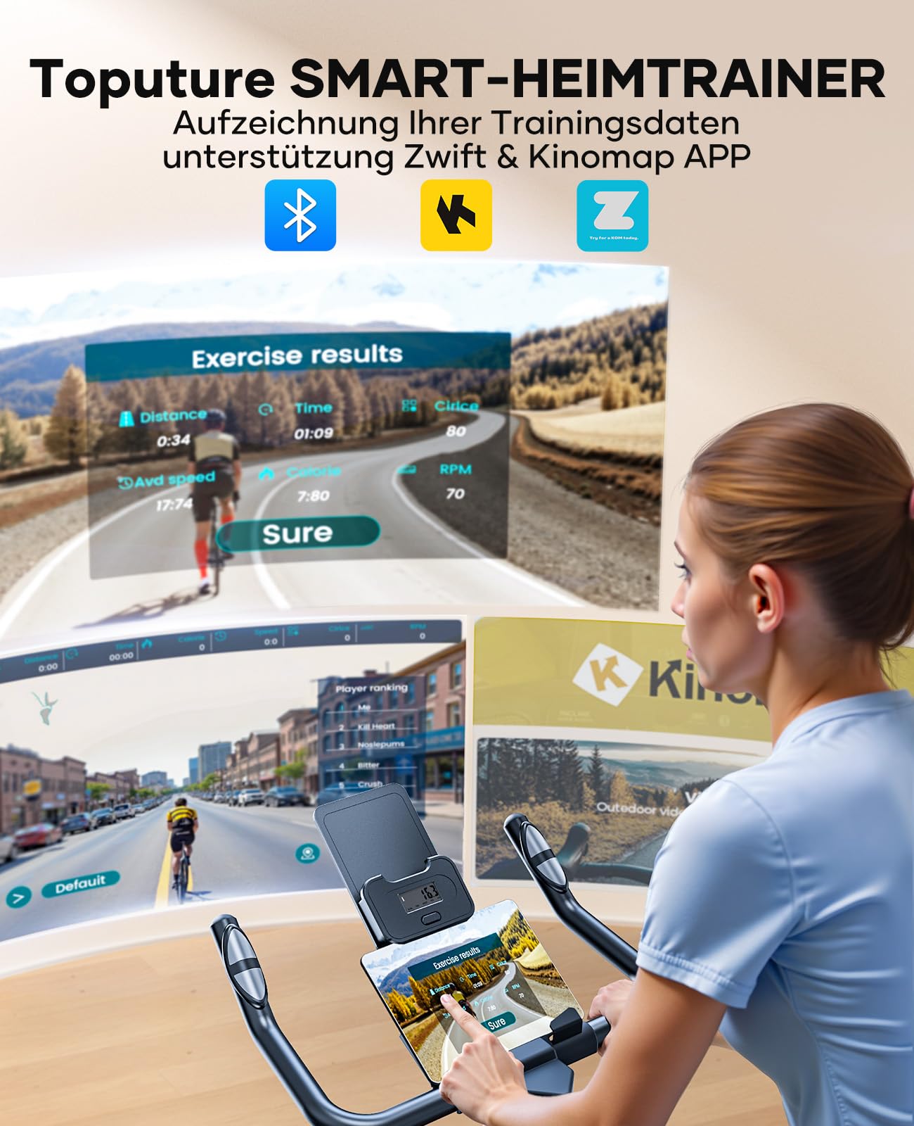 [2026 Aktualisierte] Heimtrainer Fahrrad mit APP und Herzfrequenz, Ergometer Mit Stoßdämpfungssystem, Ultraleise<20db, Einstellbarer Magnetwiderstand, 15KG Schwungrad, Hometrainer Bis 160KG