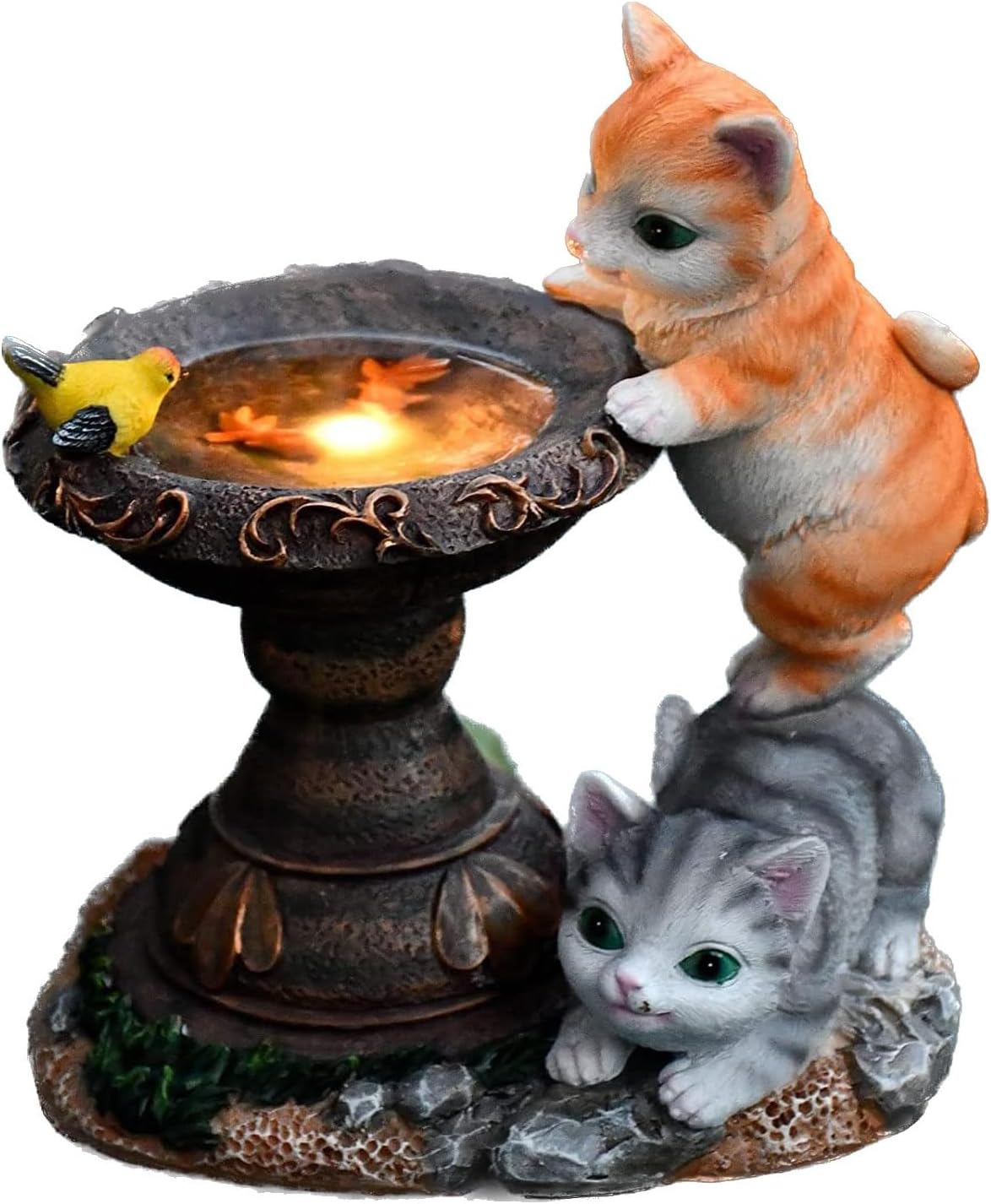 SolarPowered Resin Cat Statue Garden Decor Lifelike