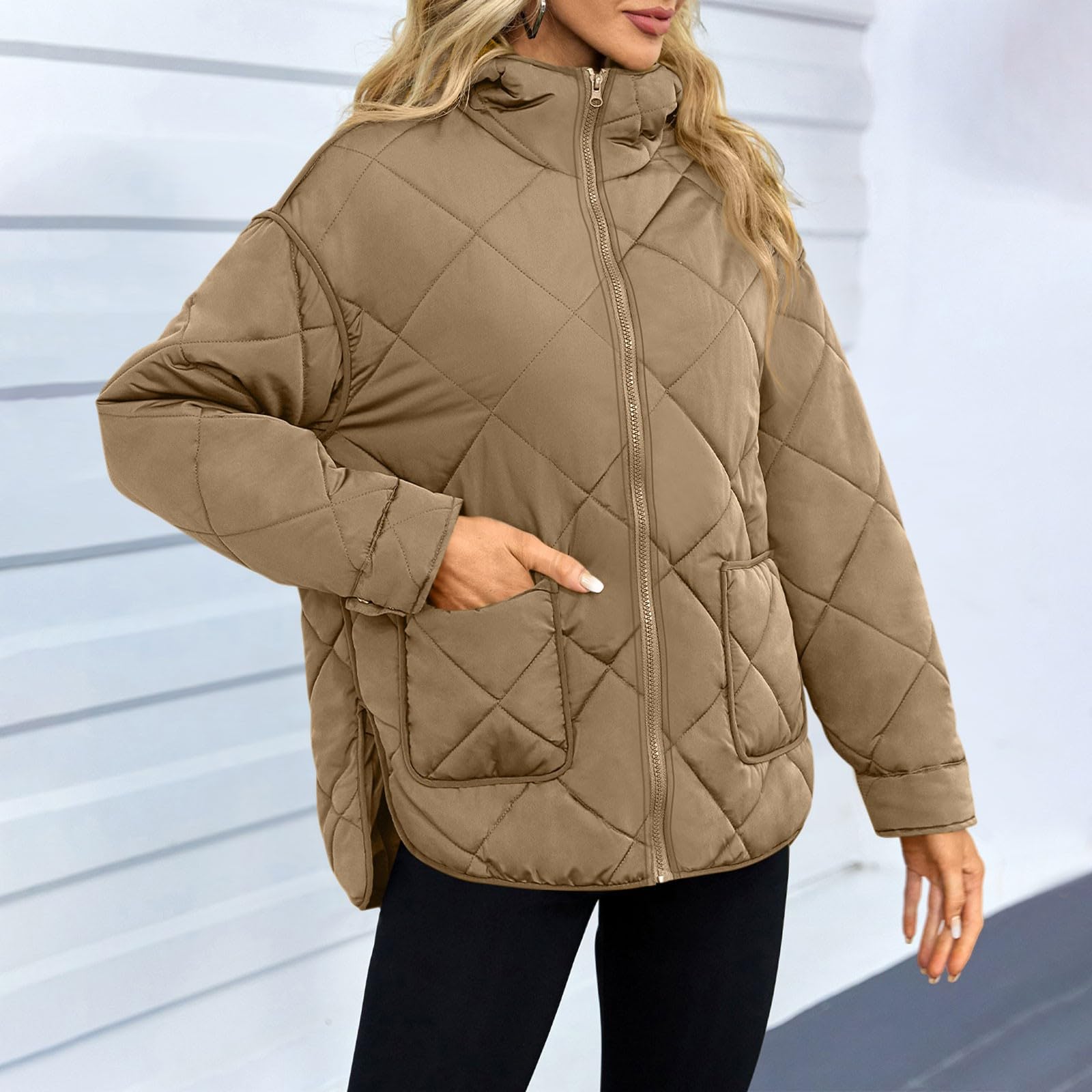 Piumini Donna Invernali, Giubbotto Donna Autunnale con Zip Mezza Stagione Trapuntato Piumino Ripiegabile Imbottito Elegante Invernale Caldo Antivento Giubbino per Quotidiano Viaggio