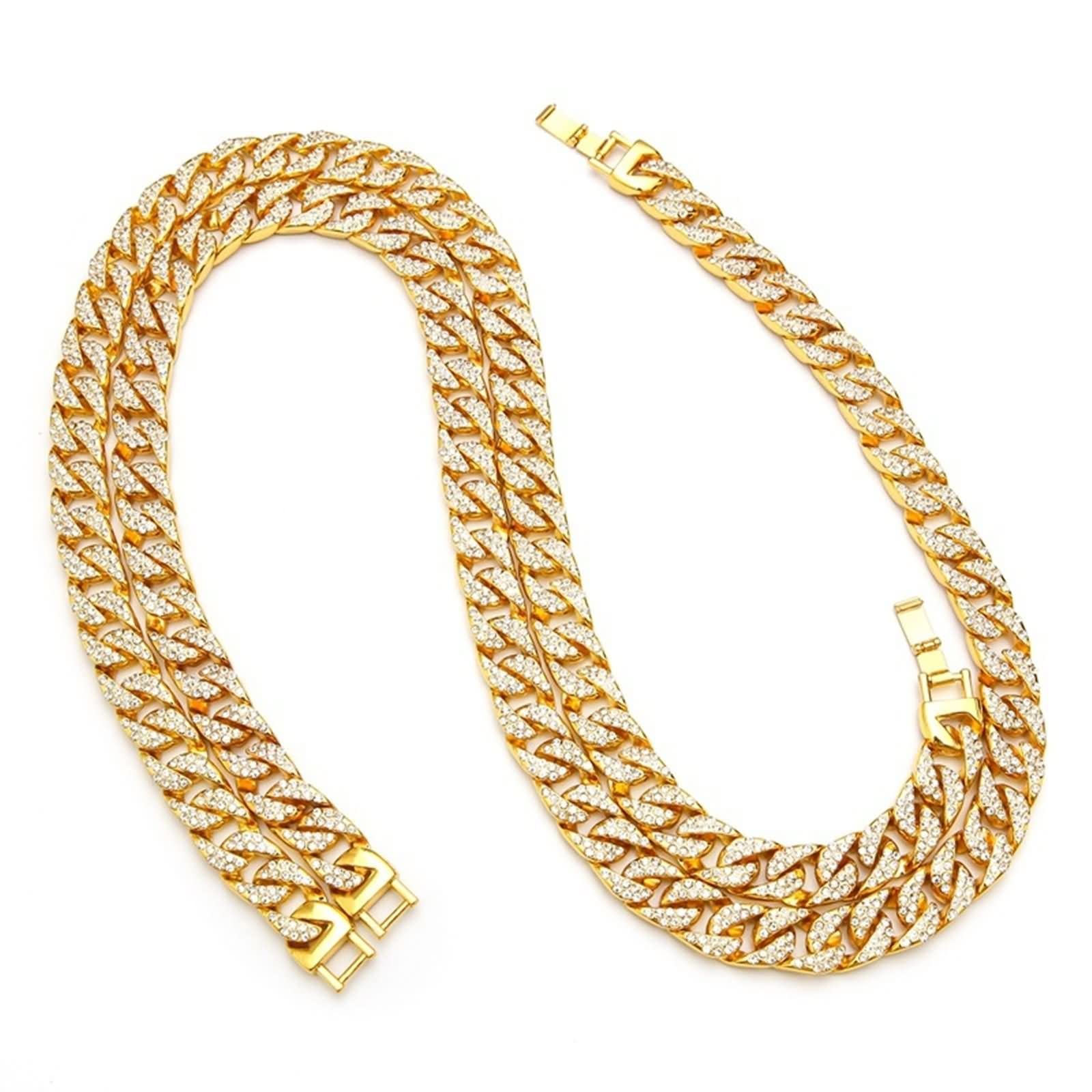 Collar para Hombre Cadena,Cadena de Colgante 50-75CM Cadena Cubana Circonita Blanca Collar Cadenas Aleación Cadenas Collar Color Oro