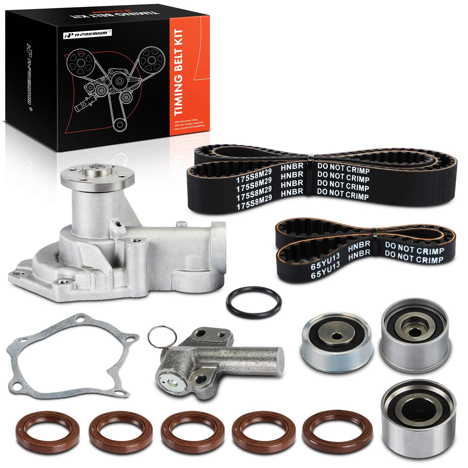 A-Premium Engine Timing Belt Kit with Water Pump Compatible with Hyundai Sonata 1999-2005, Santa Fe 2001-2006 & Kia Optima 2001-2005, Magentis 2001-2005 - 2.4L-image-2