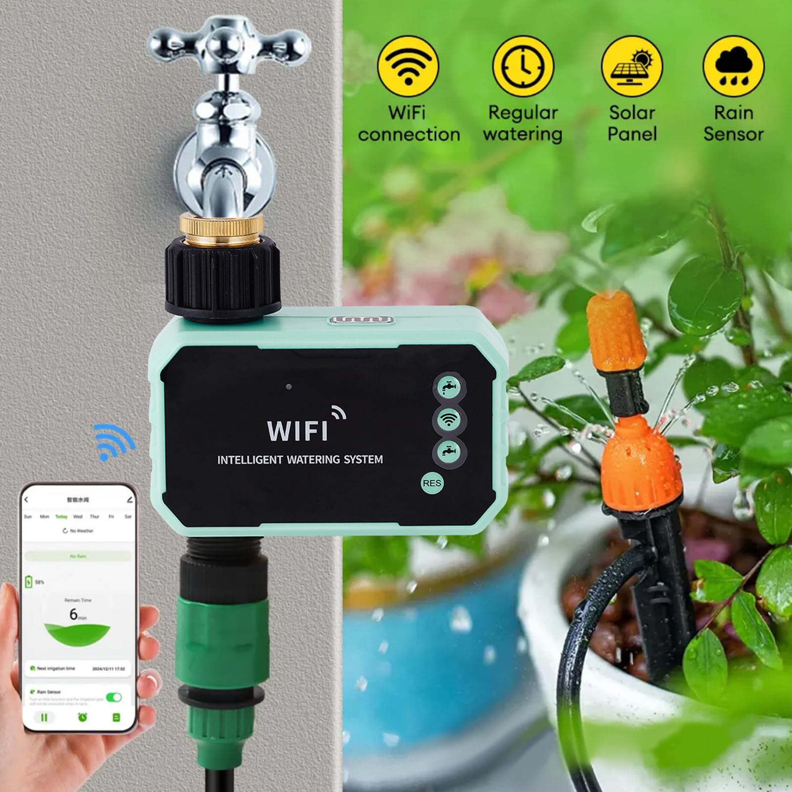 Programmatore solare per l'acqua con telecomando tramite app