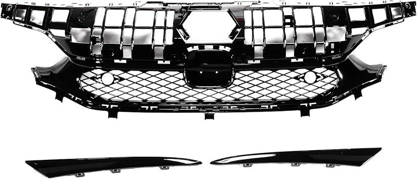 X AUTOHAUX Front Upper Bumper Grille Grill for Honda Civic 2022-2024 Front Upper Bumper Kidney Grille Grill Facelift Rock Style with Hole Black