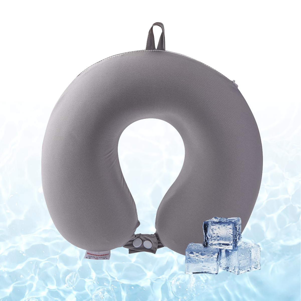 Niuniu Daddy Cooling Travel Neck Pillow, Cool to Touch Memory Foam, Grey