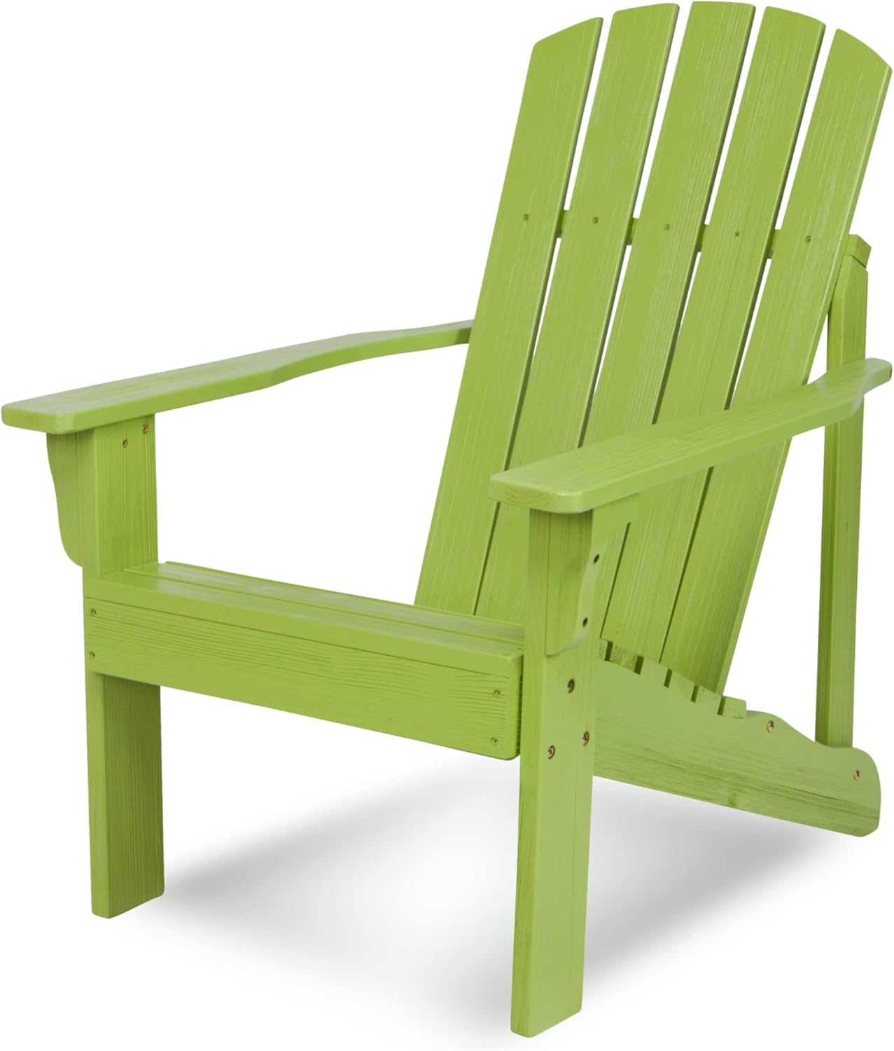 Shine Company Mid-Century Modern Wooden Adirondack Chair, Outdoor Patio Firepit Chairs, Back & Seat Pre-Assembled, Lime Green