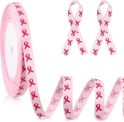 Cinta de grogrén de 30 yardas para el cáncer de mama, cinta de concienciación sobre el cáncer de mama, cinta de envoltura de tela impresa para