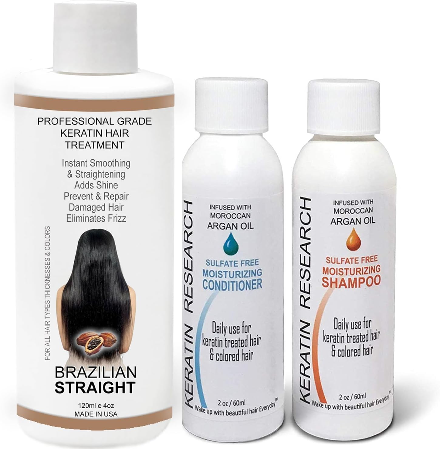 Keratin Research Brazilian Blowout Hair Treatment Complex 120ml Professional Results Straightens and Smooths Hair Queratina a Brasilera Tratamiento