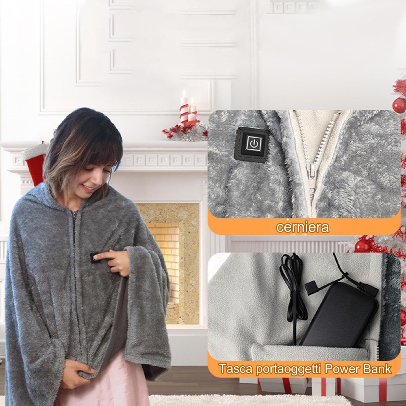 Generico Plaid Riscaldante Coperta Invernale | Sciarpa Da Lancio Con Riscaldamento Elettrico USB Per Donne, Corpo, Schiena, Spalle, Collo, Adulti, , Ufficio, Inverno,