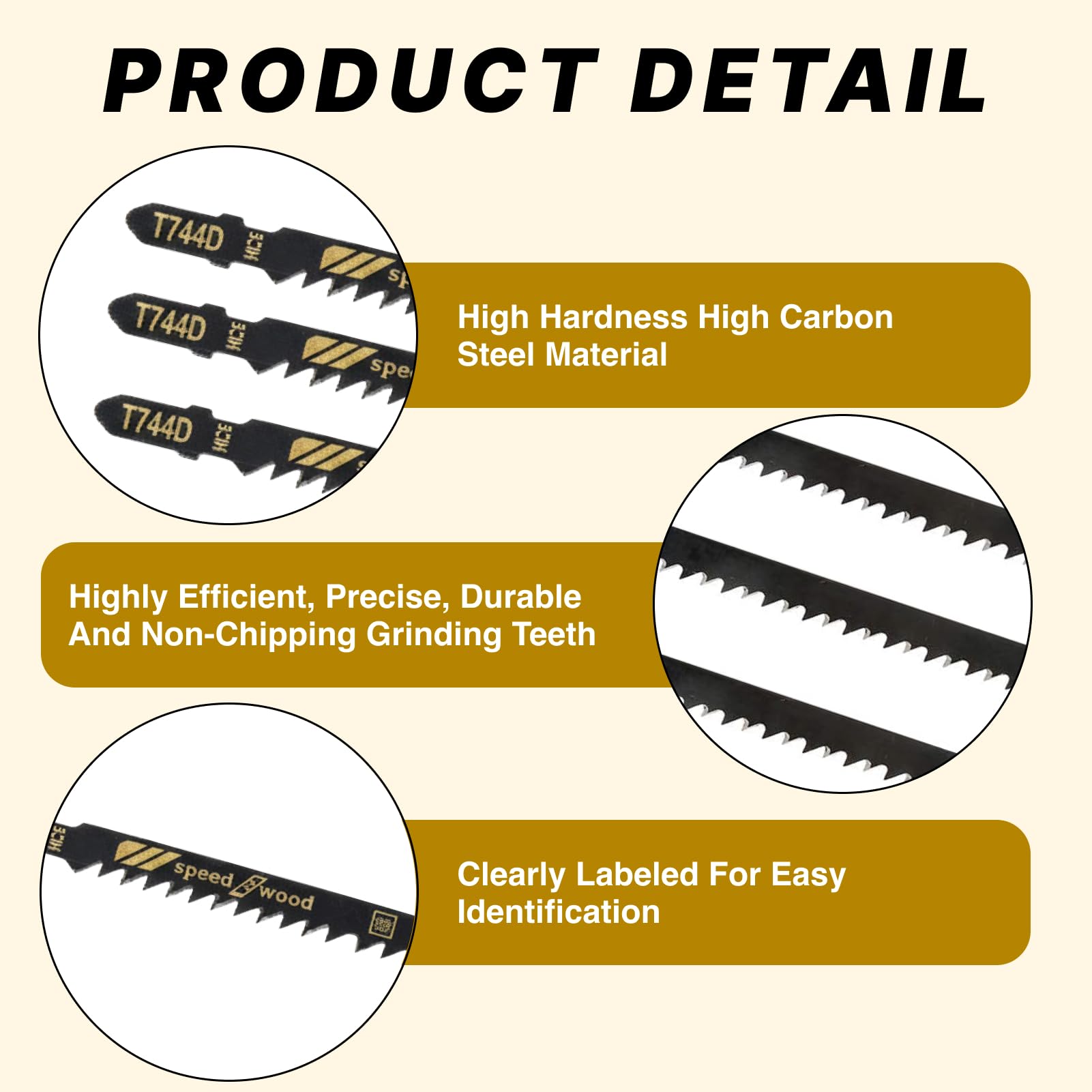 Set di 5 lame per seghetto alternativo T744D, lunghezza 180 mm, per legno e metallo, lame per sega a T, taglio rapido, lame lunghe per seghetto alternativo, compatibili con Bosch, Makita, DeWalt