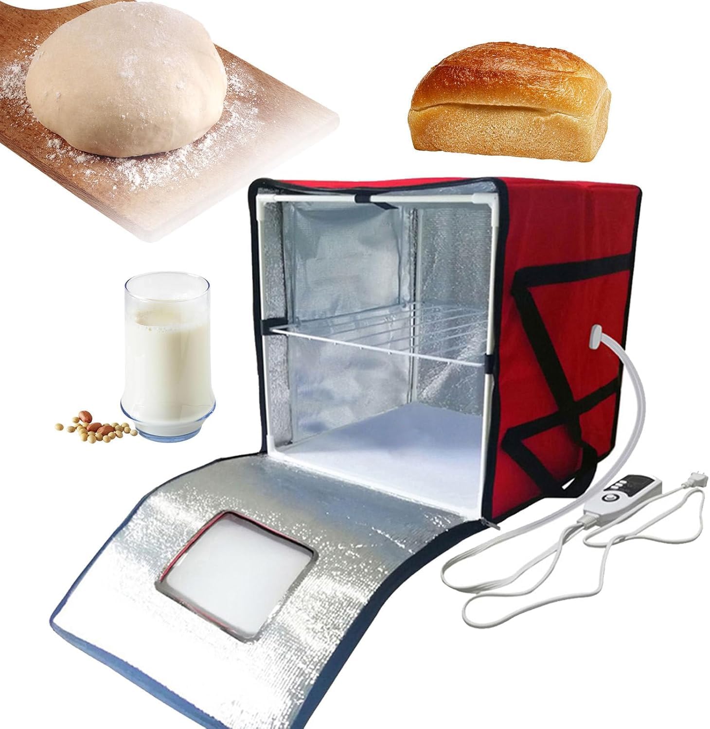 Scatola per lievitazione a temperatura controllata, incubatrice per fermentazione con timer, per lievito madre, pane, pizza, yogurt, natto, ideale per cuocere e cucinare in casa