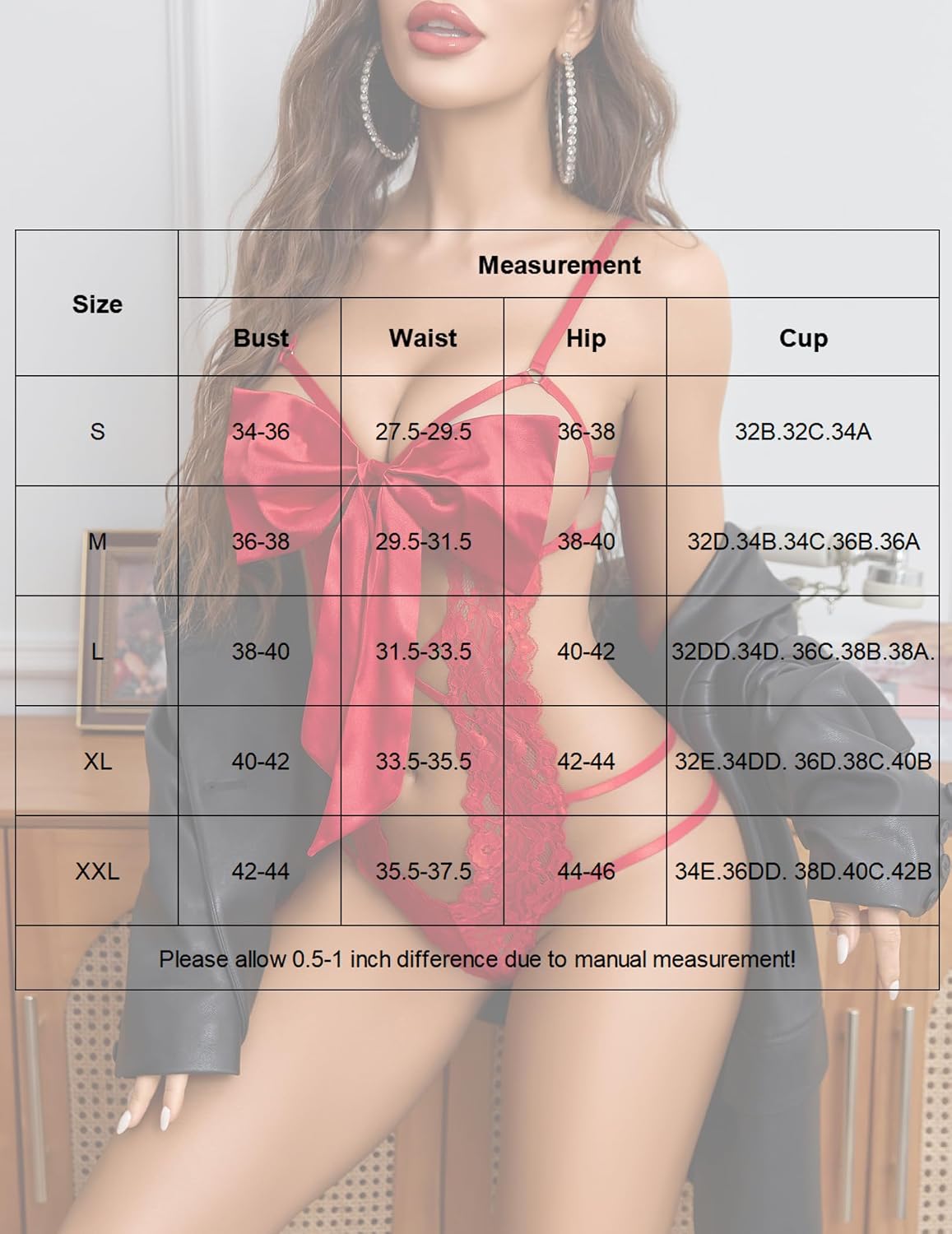 Avidlove Teddy Lingerie for Women Deep V Neck One Piece Babydoll Bow Tie Bodysuit Smooth Ribbon Boudoir Sleepwear