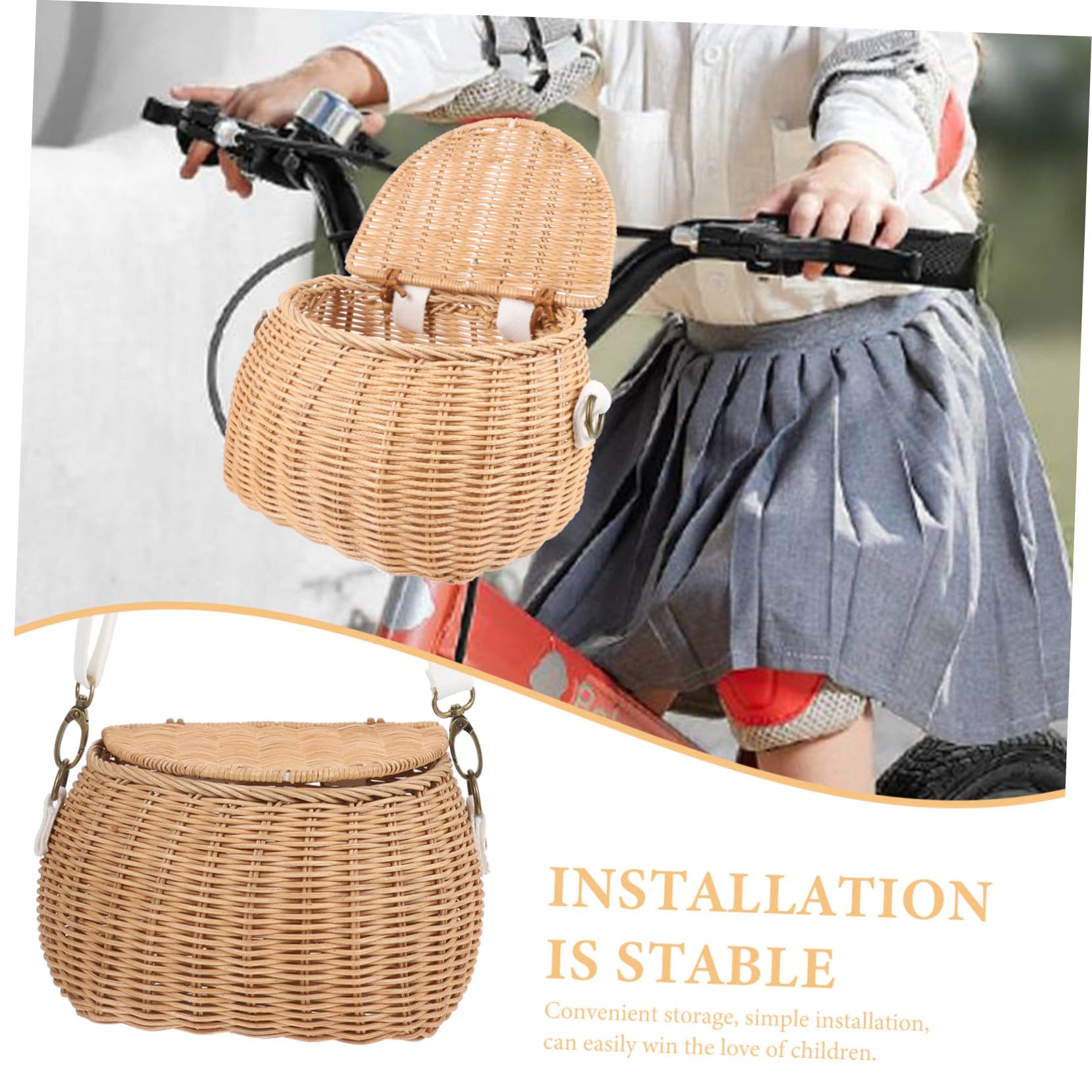 Didiseaon Panier Vélo Garçon Fille Tressé Main Rotin Rangement Pratique pour Scooter et Draisienne Panier de Guidon Stable et Facile à Installer pour Garçon Fille