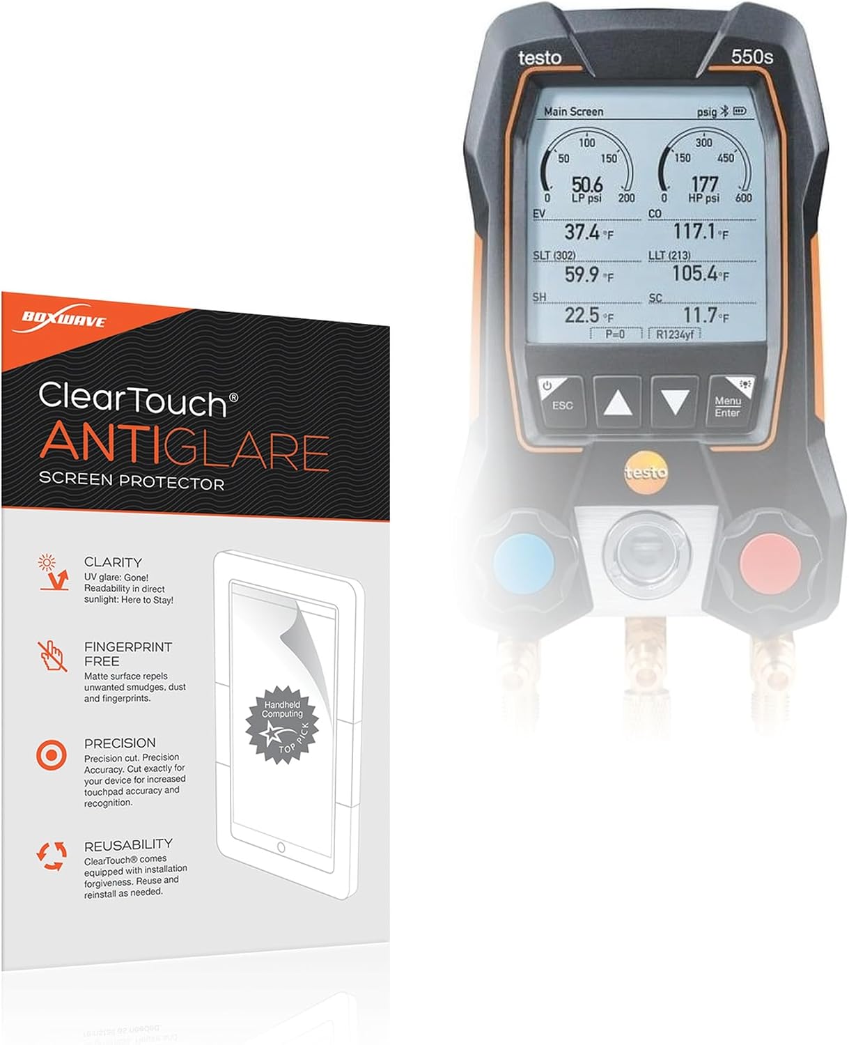 BoxWave Screen Protector Compatible With Testo 550s Manifold Gauge Set - ClearTouch Anti-Glare (2-Pack), Anti-Fingerprint Matte Film Skin