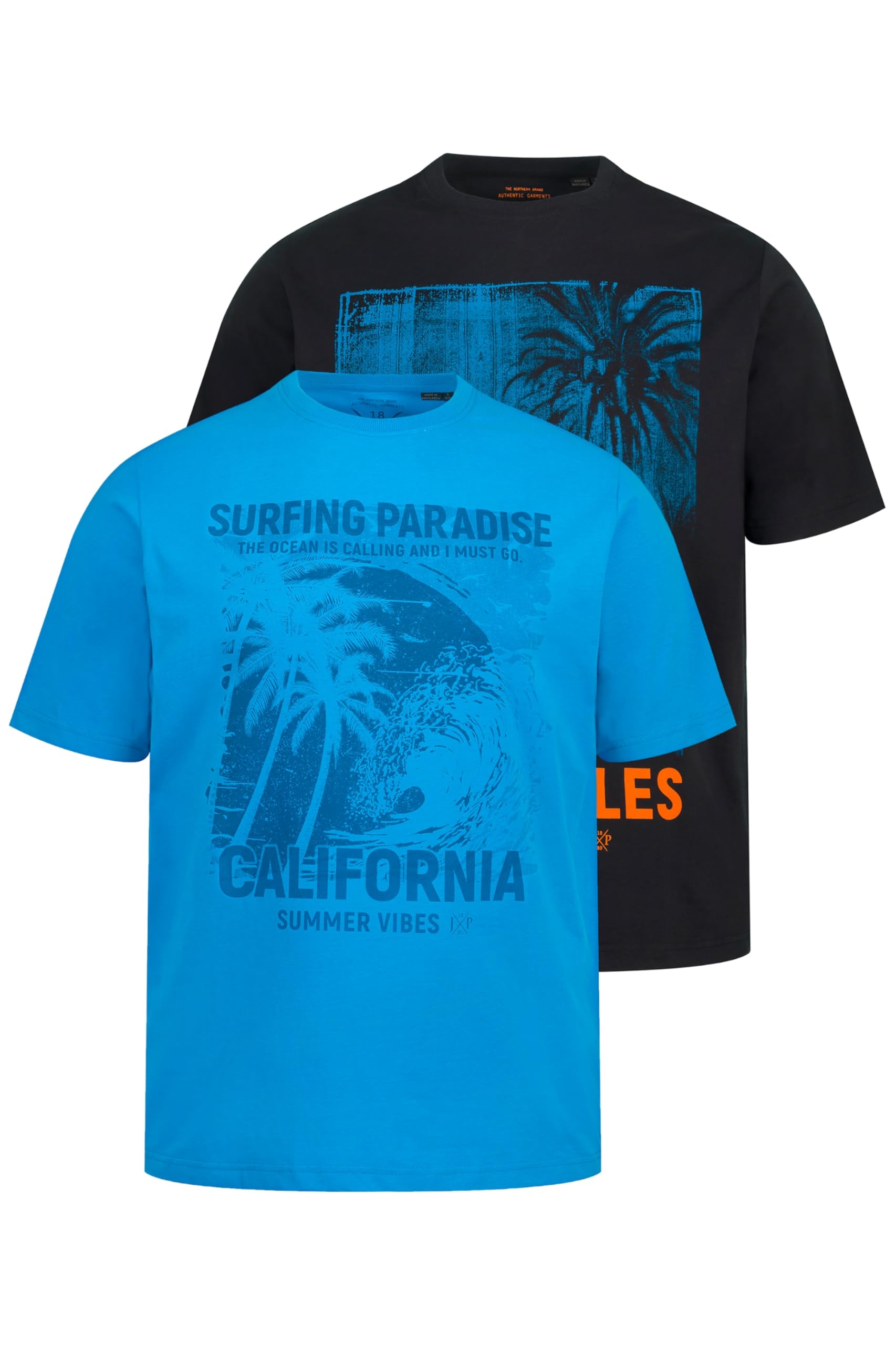 JP 1880 Men's T-Shirt DP Palm Tree, Aquamarine, L