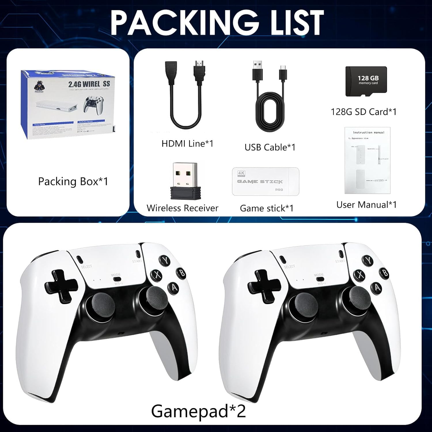 TEFELE 2026New Wireless Retro Game Console 23 Simulators and Over 40,000 Games 2.4G Wireless Controllers(128G)