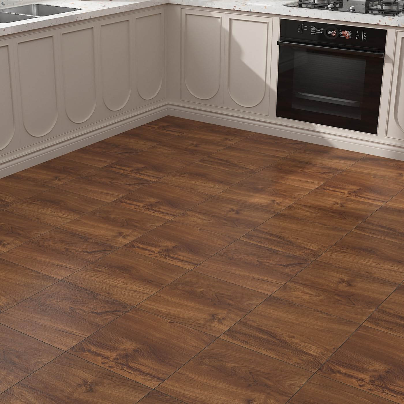 Yenhome 3 Pezzi Pavimento PVC Adesivo Effetto Legno Marrone Soggiorno 30x30cm Piastrelle Adesive Pavimento in PVC Legno Marrone Scuro Camera Da Letto Cucina Resistente All'Usura Impermeabile