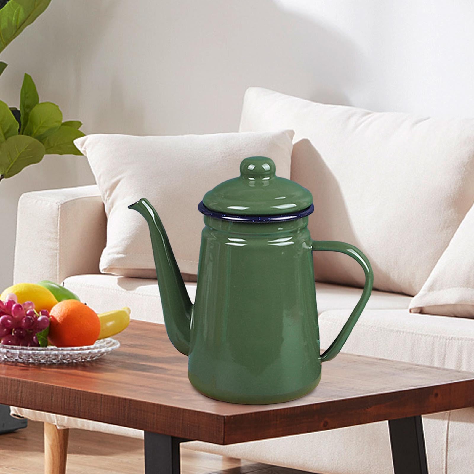 Cafetière, Bouilloire, Théière et Chauffe-Lait en Acier émaillé. pour Faire Bouillir Ou Infuser Le Thé, pour La Cuisine, La Maison, Les Réceptions et, Vert