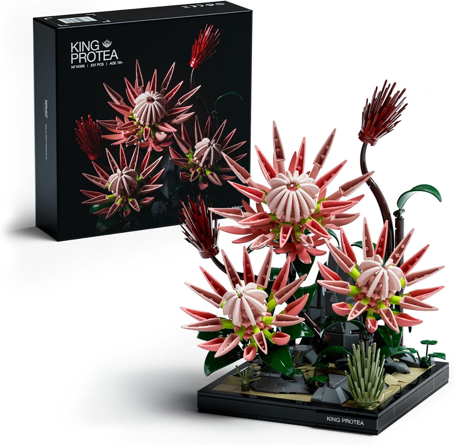 Nifeliz King Protea Flower Building Set, Wild Botanicals Series, NF10385