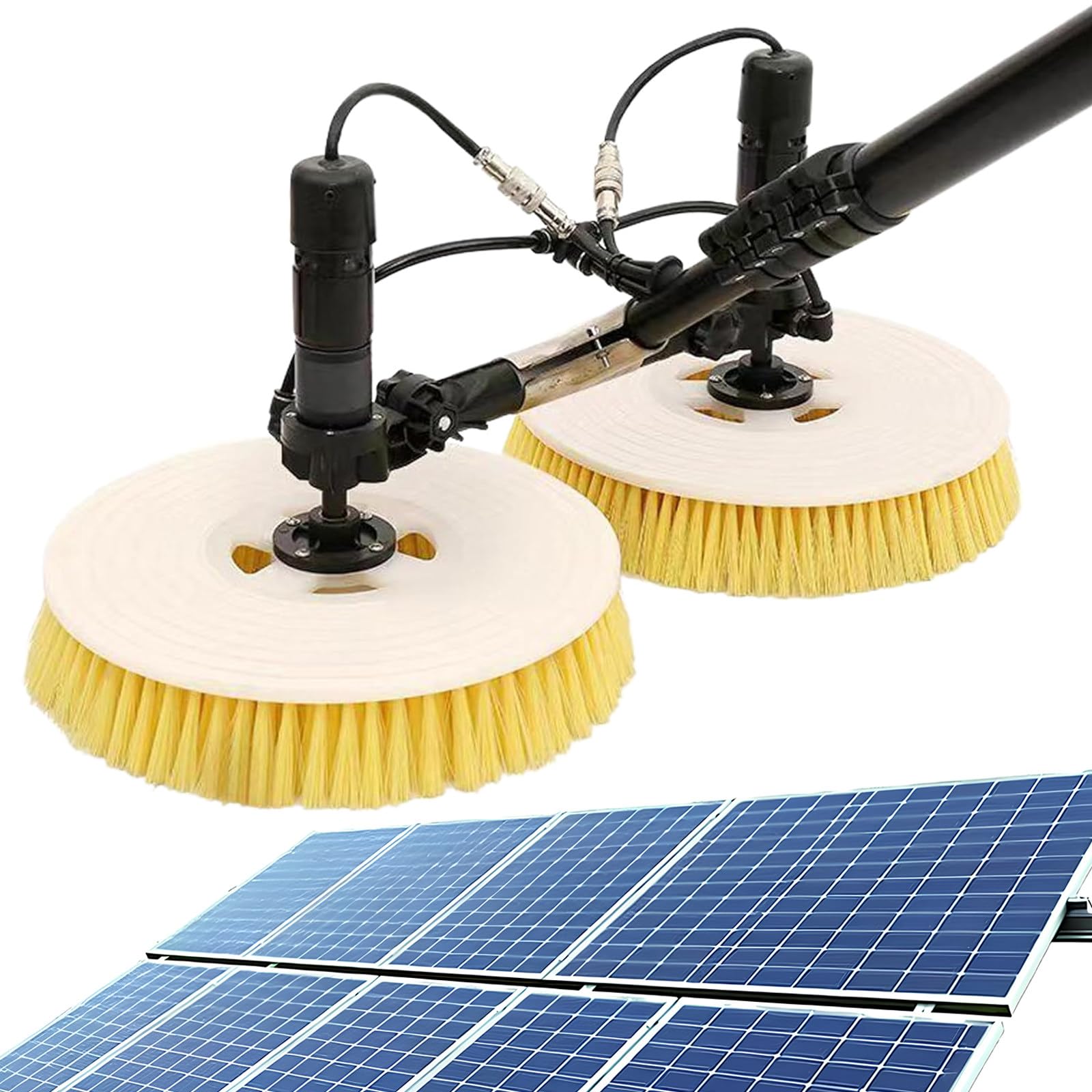 YNBSHGAA Telescopic Solar Panel Cleaning Machine, Electric Water Fed Brush Robot with Dual Head for Efficient Maintenance