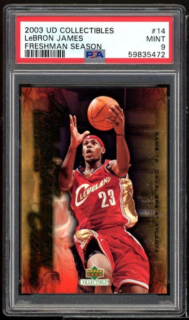 Lebron James Rookie Card 2003 UD Collectibles Freshman Season #14 PSA 9 - Basketball Slabbed Rookie Cards