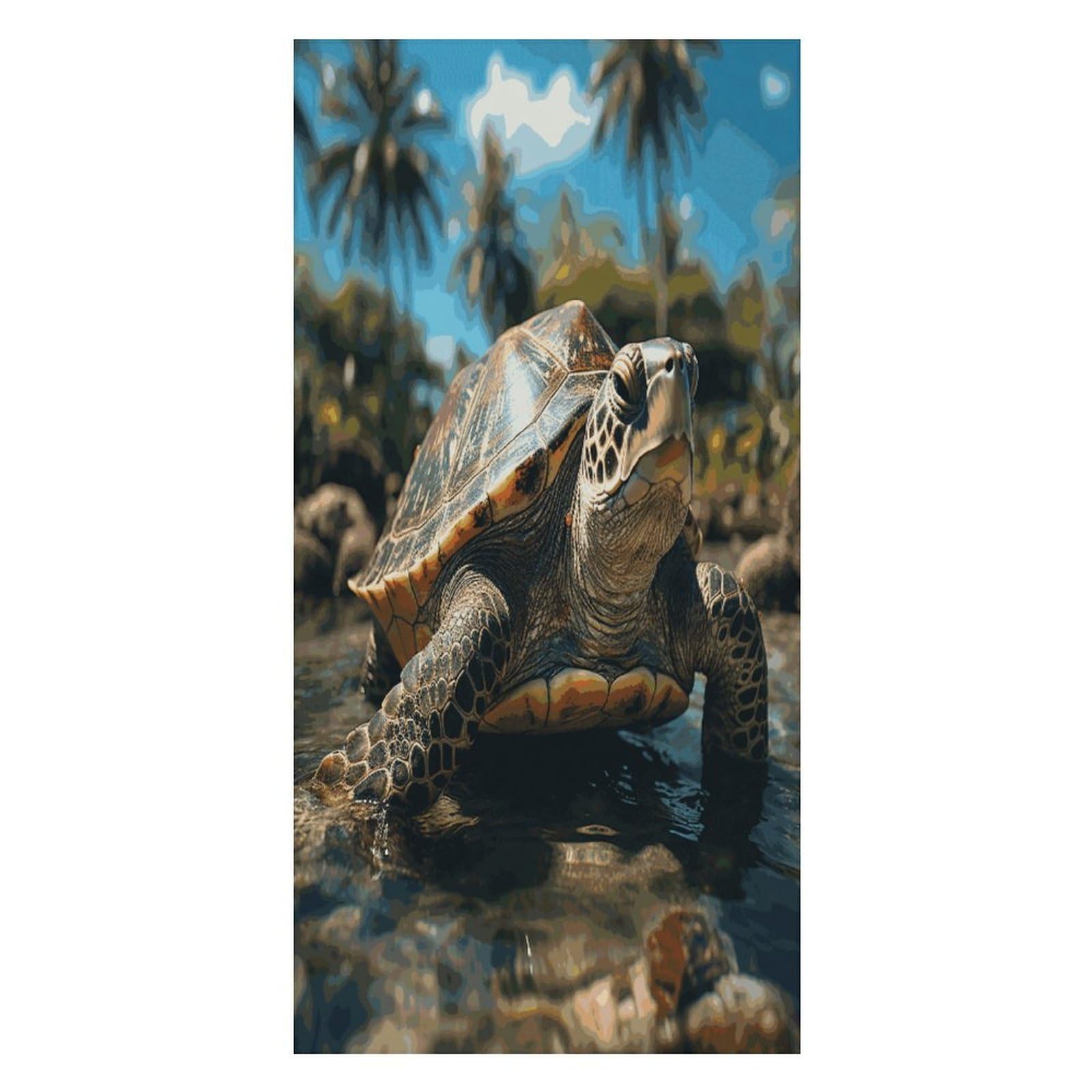 JTREHY Big Turtle and Palm Trees Beach Towel Extremely Soft Oversized Towels Lightweight Sports Absorbent Bath Towel Suitable 160"x80" for Swimming Camping Beach
