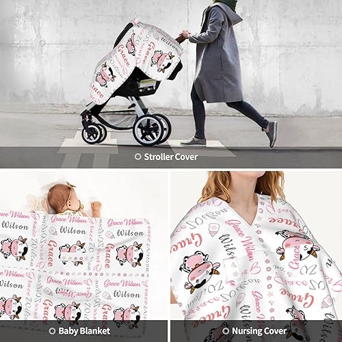 Miniatura 10 de Toldo de asiento de automóvil personalizado con corona de princesa para bebés con nombre, fundas de asiento de automóvil con monograma personalizado