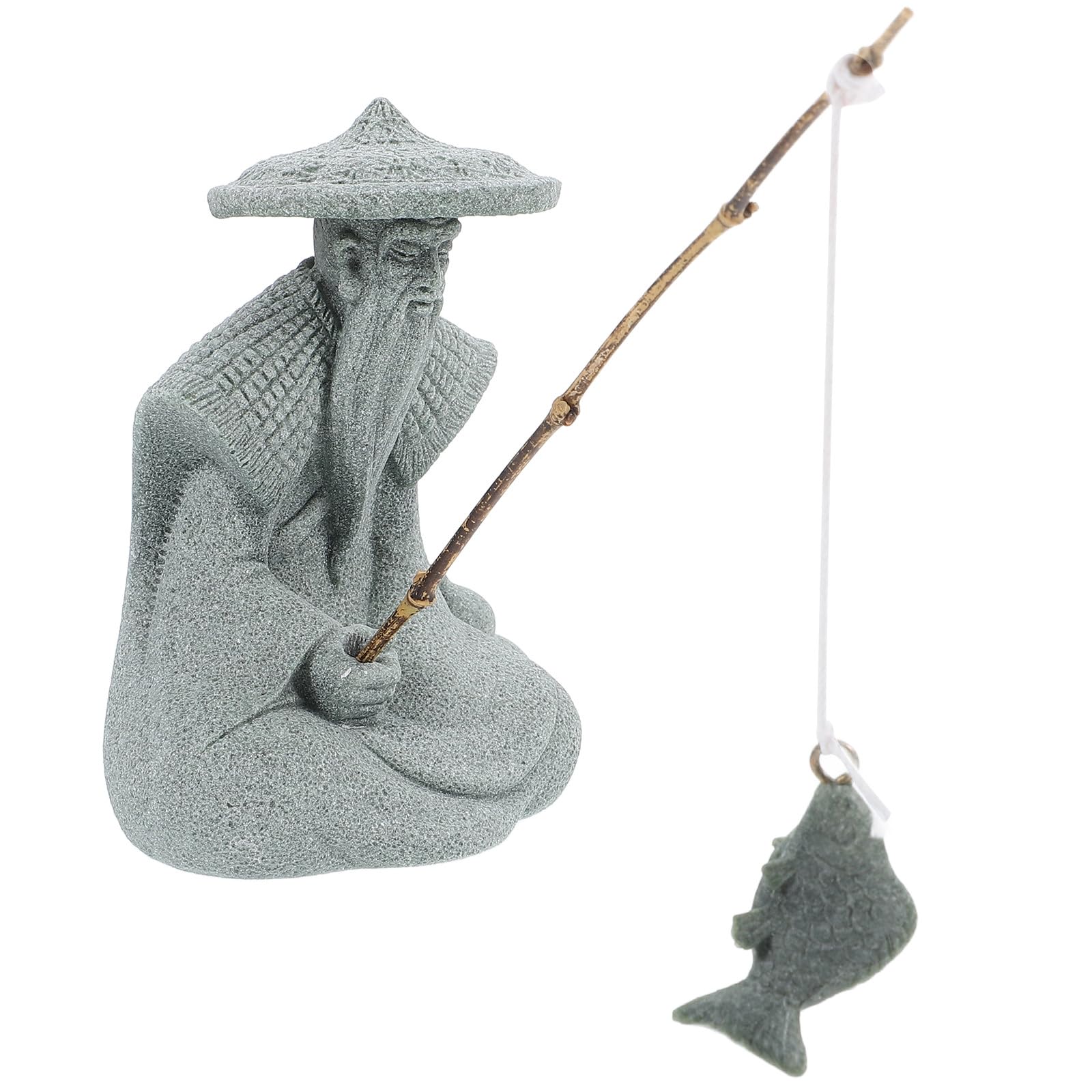 Statue de pêcheur en résine de 10 cm pour jardin zen et décoration de bonsaï