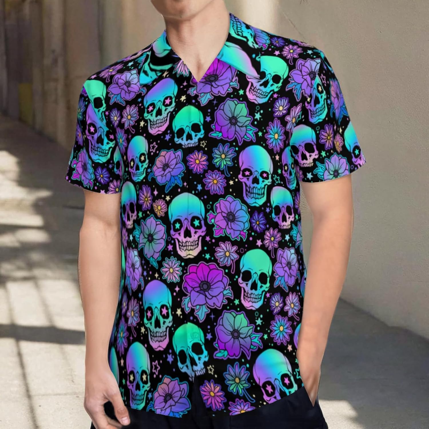 Mens Hawaiian Shirts Short Sleeve Button Up Beach Shirts - Image 7