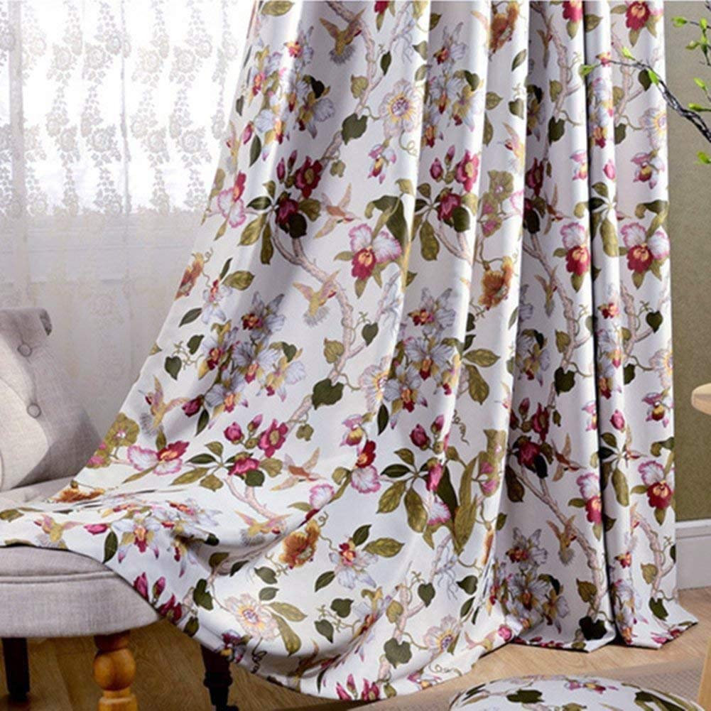 MYRU Lot De 2 Rideaux de Fleurs rétro pour Chambre à Coucher Rideaux d'oiseaux Vintage pour Salon (2 x L 140 X H 245 cm)