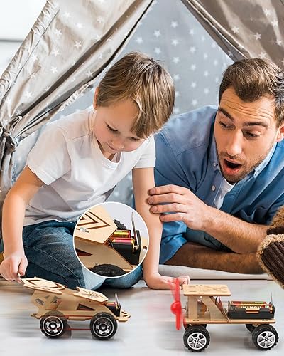 Miniatura 5 de Poraxy Kits STEM 5 en 1 para niños de 8 a 10 años, proyecto de construcción científica para 8 a 13 años, kit de modelo de automóvil, juguetes STEM