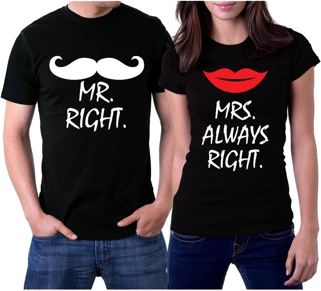 picontshirtMatching Couple Shirts Set Mr Right Mrs Always Right for him and her T-Shirts