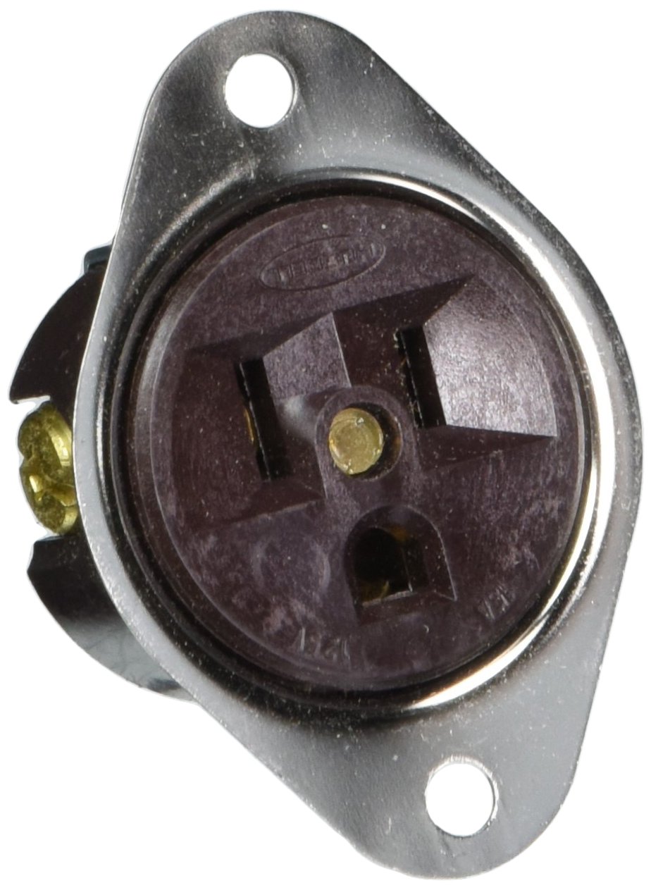 Hubbell HBL5256 Flanged Receptacle, 15 amp, 125V, Nema 5-15R