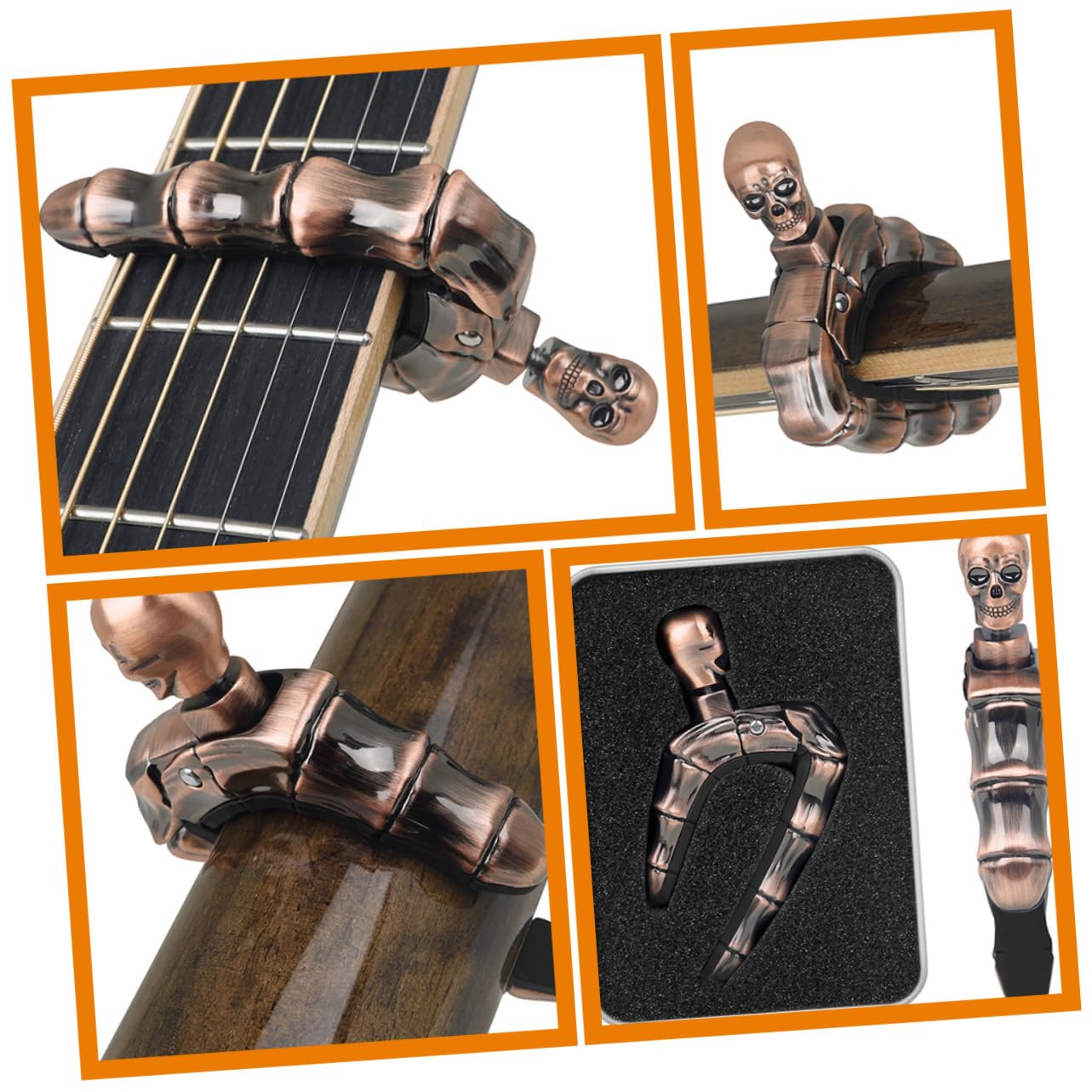 Capo per Chitarra e Ukulele a Forma di Teschio in Lega di Zinco Presa Antiscivolo