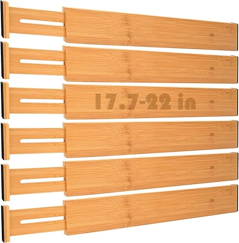 Separadores de cajones de bambú, separadores de cajones de cocina ajustables, organizador de divisores de cajones expandibles para utensilios de