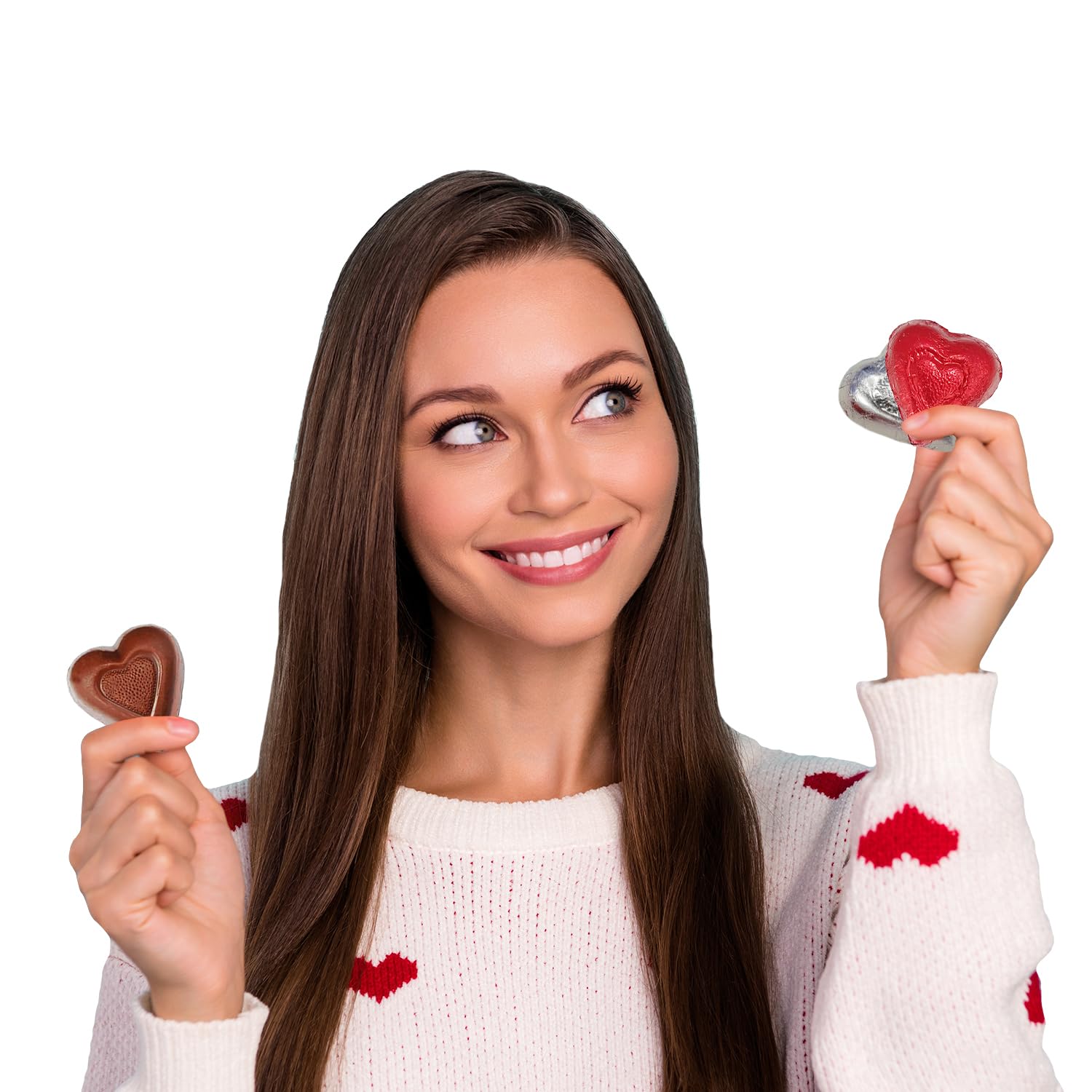 Happy Valentine's Day Milk Chocolate Hearts in Bag, Creamy Chocolaty Hearts in Red and Silver Foils, Holiday Treats, Individually Wrapped, Kosher Certified Dairy (6.75 Pounds (Bulk))