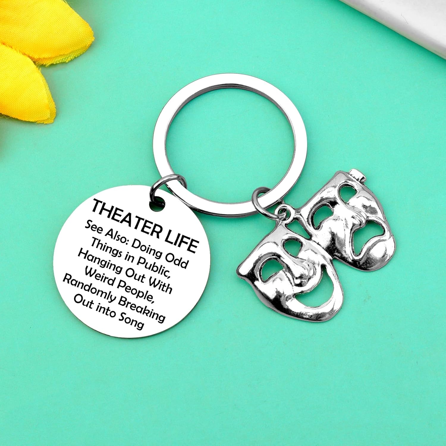 Baipilu Theater Gifts for Women Drama Theater Gifts Keychain Drama Theater Lover Gift Drama Teacher Gift Comedy Tragedy Theatre Drama Keychain Drama Actor Actress Gifts for Women Men Theater Keychain - Image 5