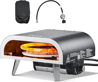 VEVOR Propane Outdoor Pizza Oven, 12 in Auto Rotating Gas Pizza Cooker with Carry Bag, Black