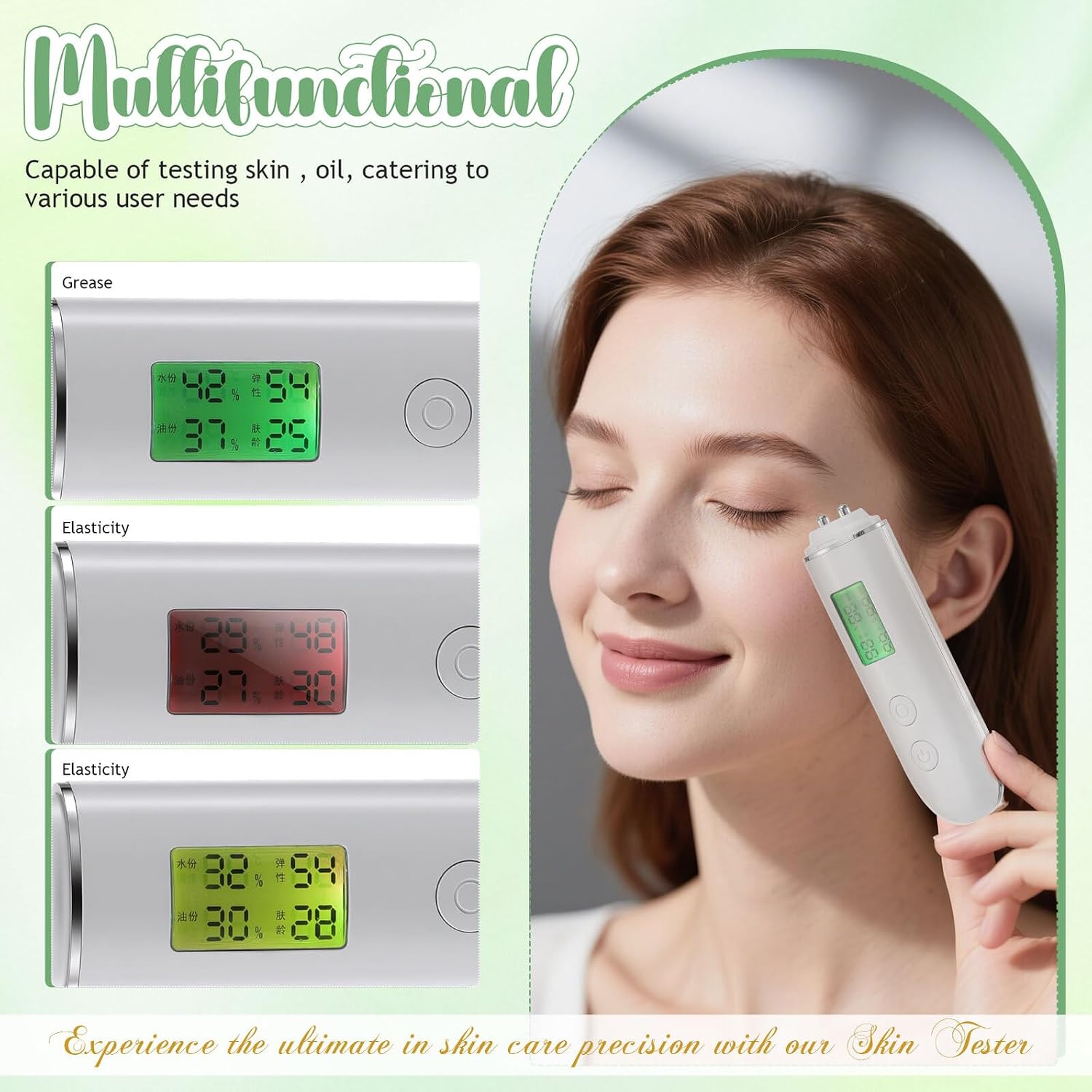 VICASKY Skin Hydration Tester and Oil Detector Pen with Lcd Screen, Portable Digital Facial Moisture Analyzer for Home and Travel Skin Care