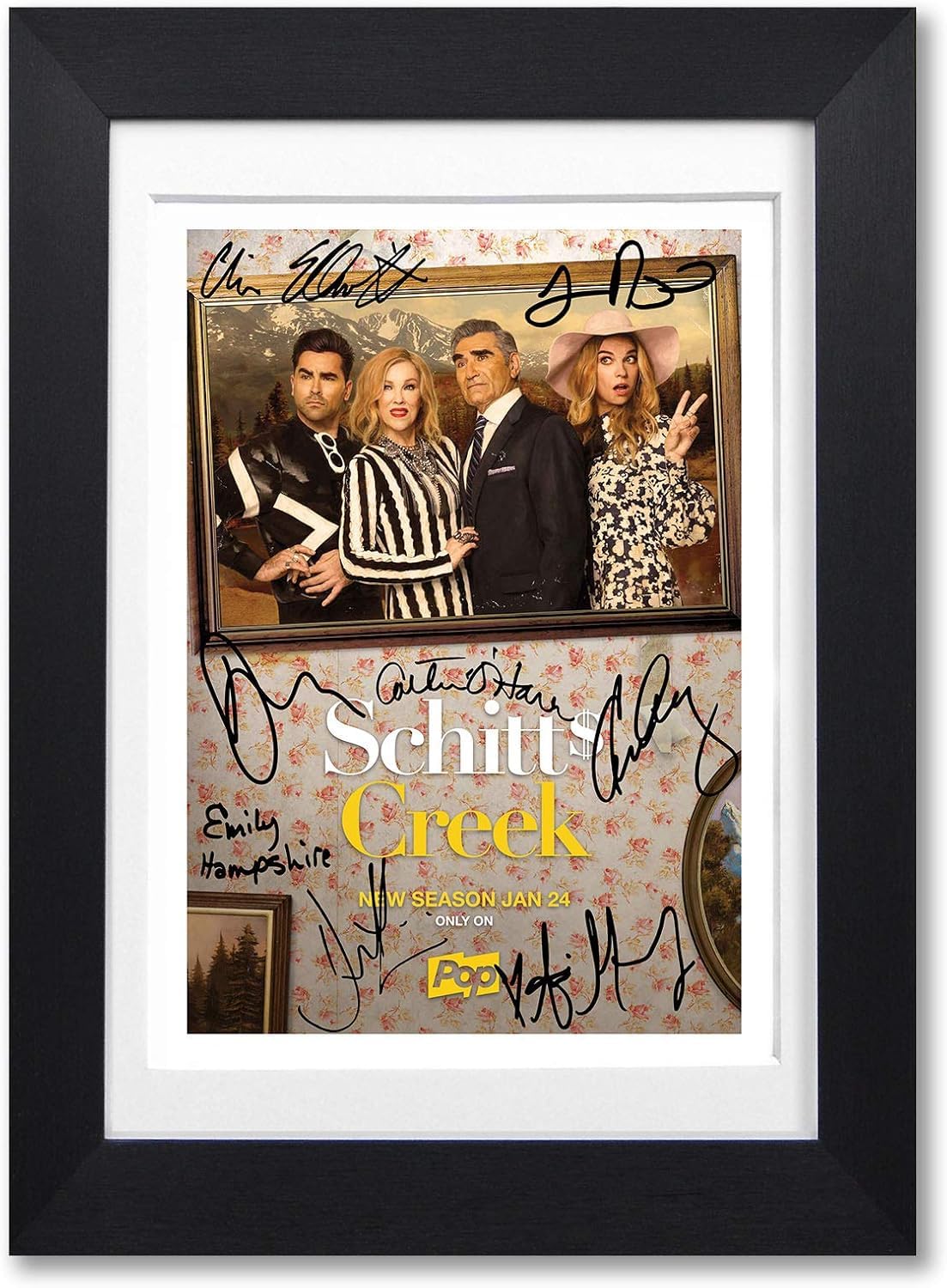Schitt's Creek Cast Signed Autograph A4 Poster Photo Print Netflix TV Show Series Season Framed Memorabilia Gift (A4 Black Framed & Mounted)