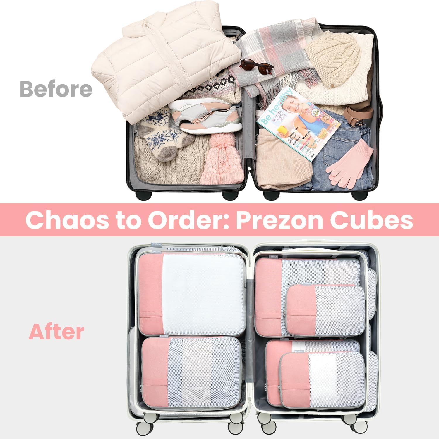 8 Set/6 Set/4 Set Compression Packing Cubes for Travel, Lightweight Vacation Travel Essentials, Travel Accessories for Suitcase Organizer Bags Set, Durable Luggage Organizer - Image 8