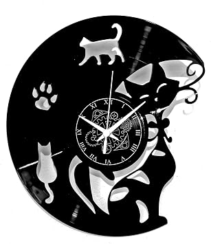 Cat Lovers Wall Clock   Silent No-Ticking   Perfect for Bedroom, Office, Studio, Kitchen, Living Room | Modern Design Unique Decoration