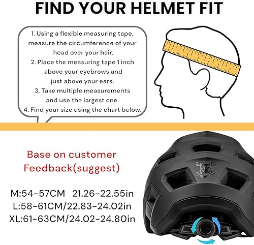 Miniatura 6 de Casco de Bicicleta BATFOX, Casco de Bicicleta de Montaña para Hombres, Mujeres, Adultos y Jóvenes