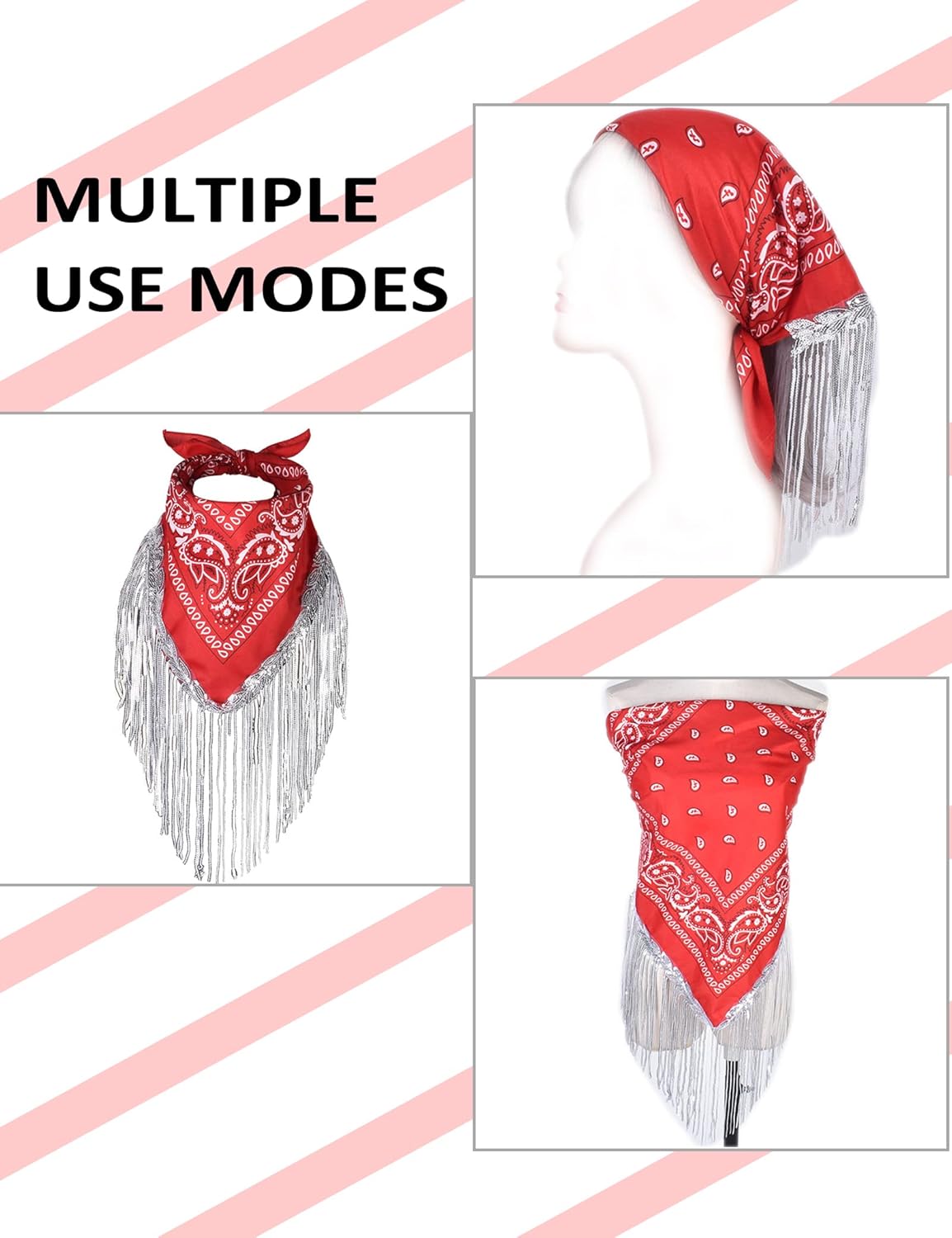 Fringe Rhinestone Bandana with Heart Sunglasses, Disco Cowgirl Bachelorette - Image 2