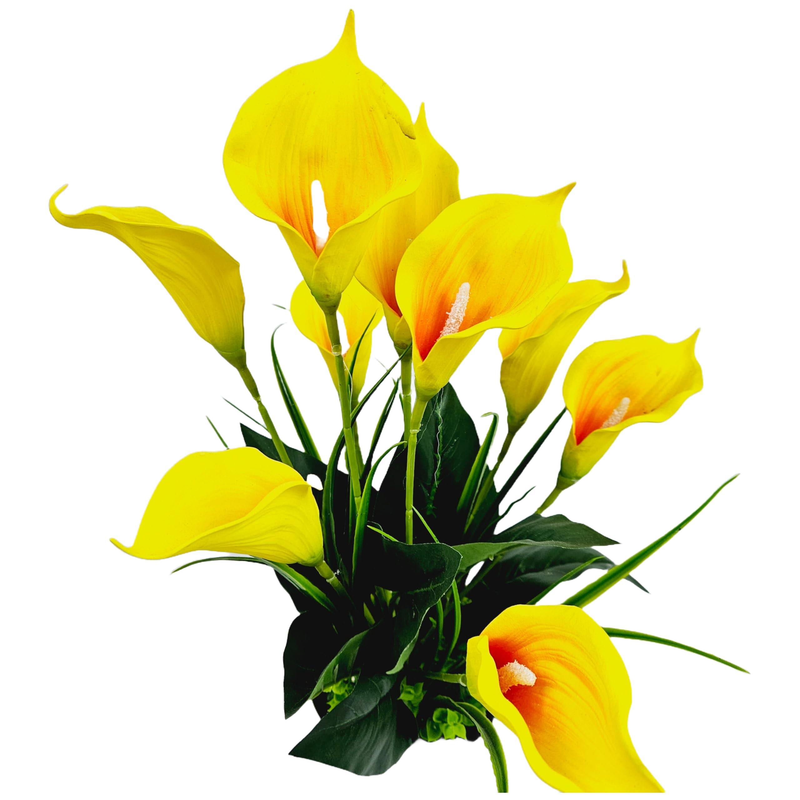 Tecnokit Piante Finte Interno, Piante Artificiali da Esterno realistiche, con vaso incluso, pianta finta, materiale plastico realistico al tatto, adatto per tutti gli ambienti (CALLE 40 CM GIALLO)