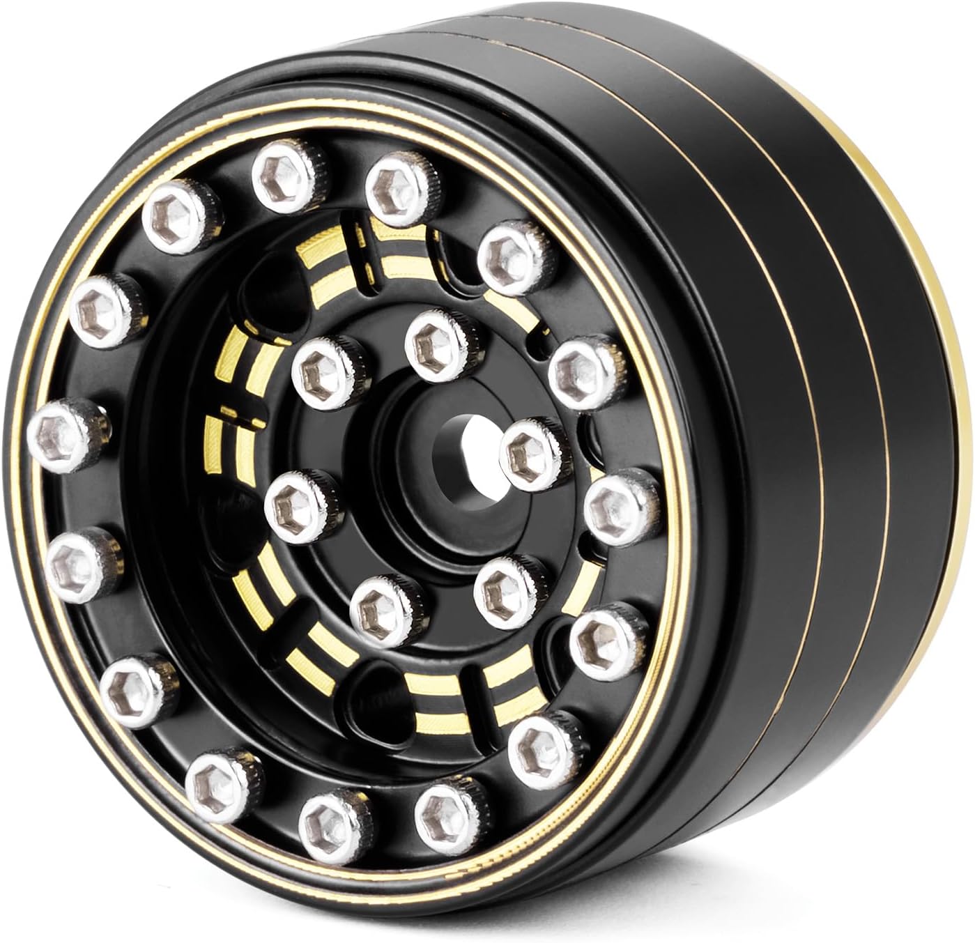1.0 Plus RC Beadlock Brass Wheel Hub 40g/pcs 1.08 Inch Beadlock Wheels Negative Offset Wheel Rims for Axial SCX24 TRX4M FCX24 Redcat Ascent-18 1/24 1/18 RC Crawler, 4PCS/Set