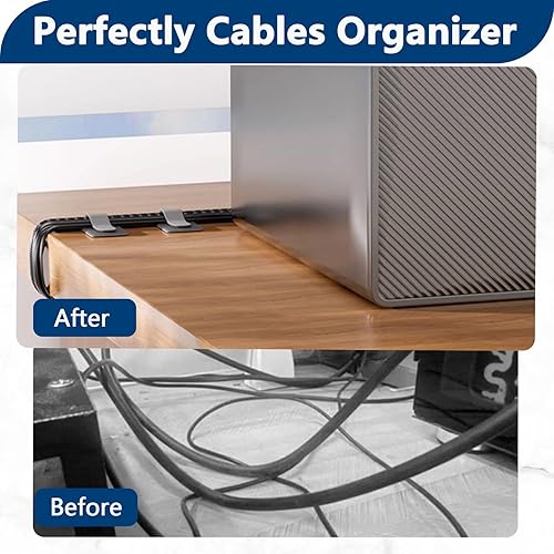 Miniatura 7 de 50 bridas para cables de gancho y bucle, gestión de cables debajo del escritorio, correas de clips autoadhesivos, organizador de cables con parte