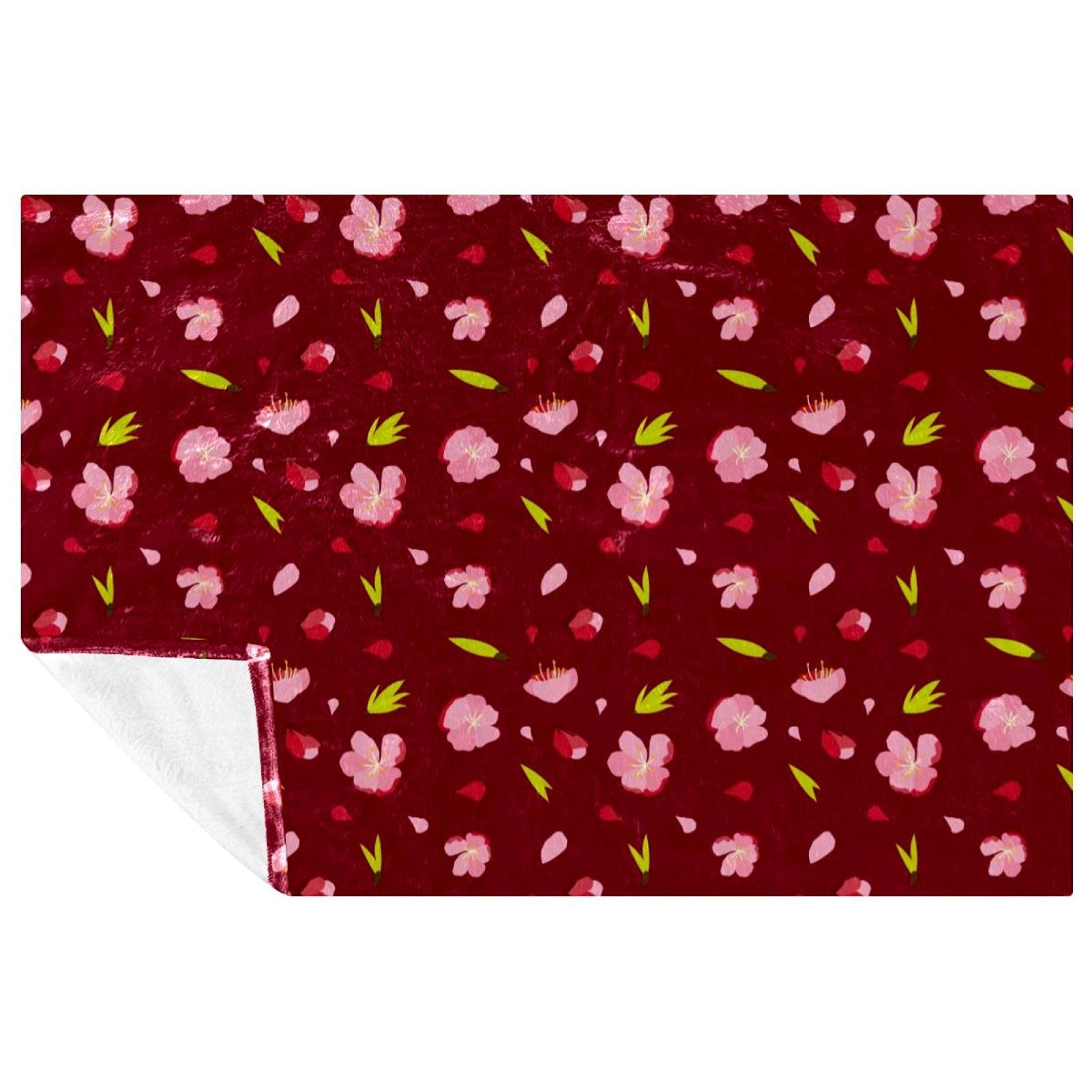 Couverture douce et chaude à imprimé floral rouge pour lit et canapé, format 150x100 cm