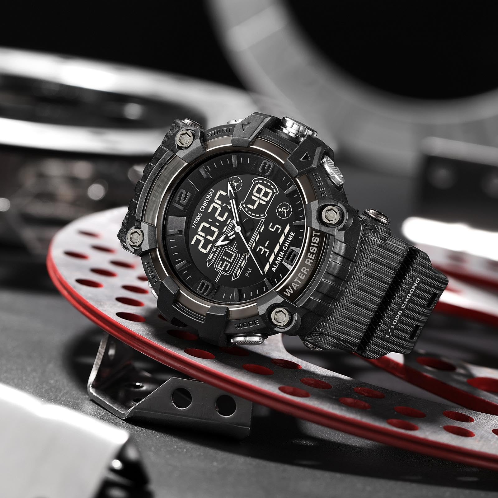 Orologio digitale da uomo, sportivo, da uomo, digitale, orologio da polso per ragazzi, orologio militare, cronometro, sport, attività all'aperto, 5 ATM, impermeabile, cronografo, sveglia sportiva da