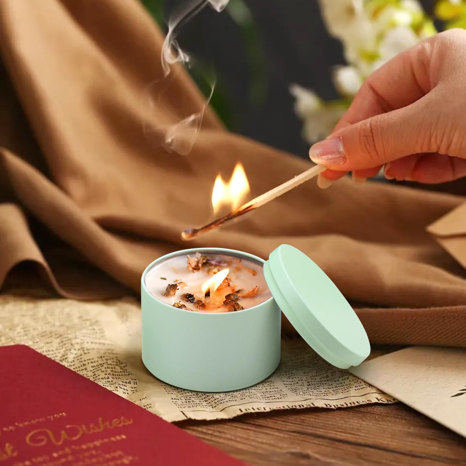 YJHSS Confezione da 24 barattoli per candele da 226,8 g, colore verde opaco di alta qualità, per realizzare candele, barattoli vuoti con coperchio, contenitori per candele da 226,8 g, per realizzare