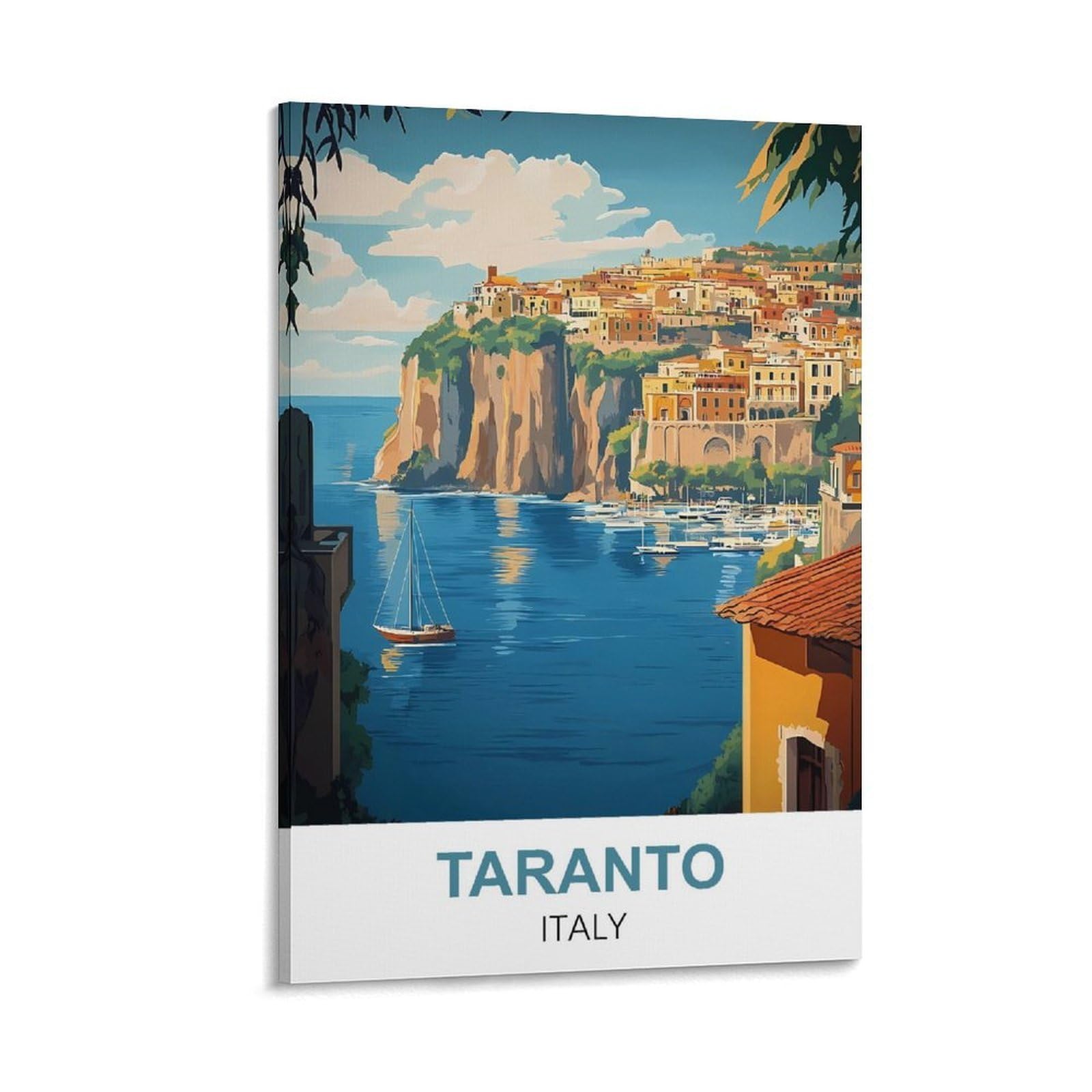 CYYHGEE Poster de voyage vintage Tarente Italie 50 x 75 cm Décoration murale pour salon